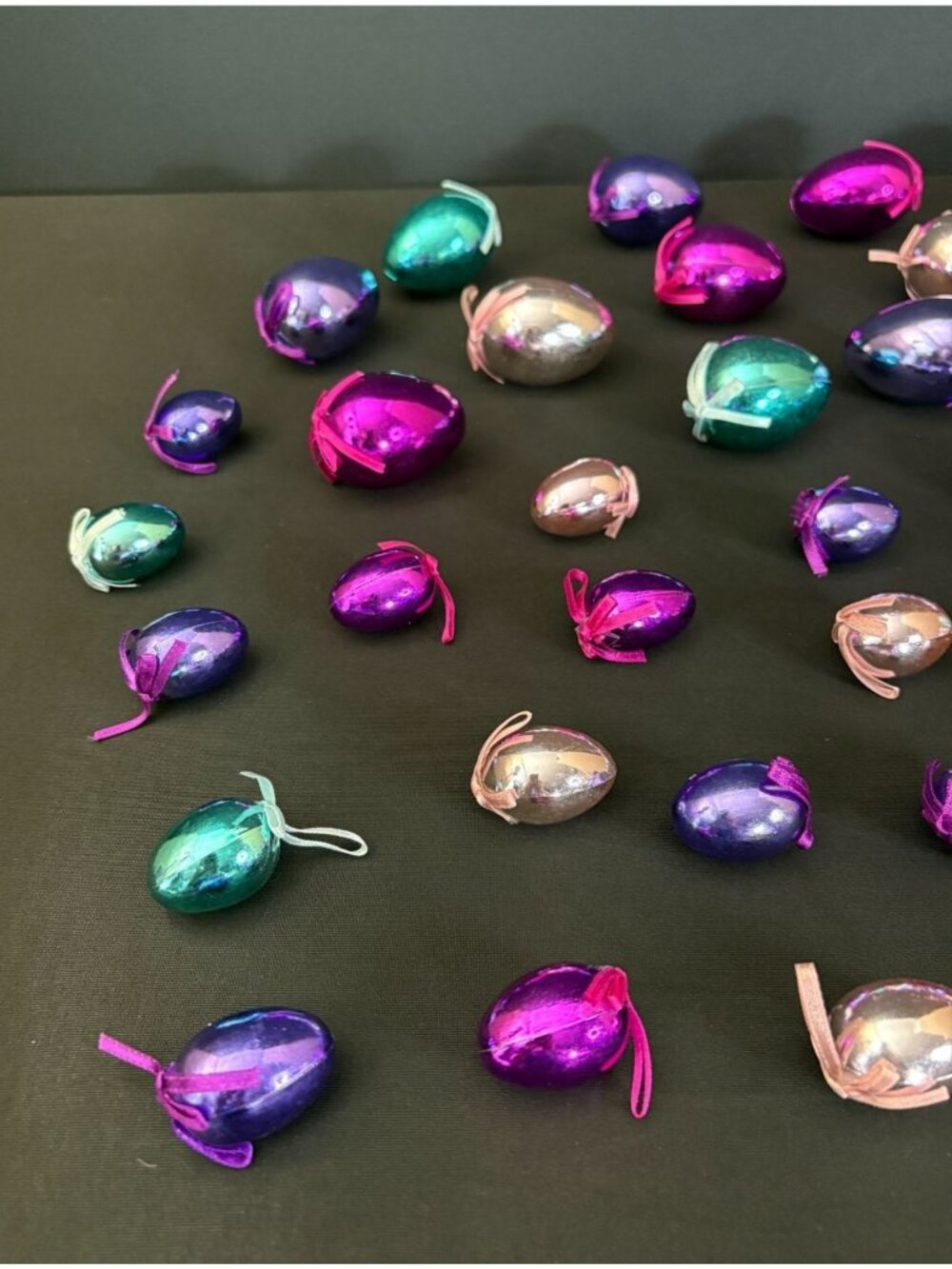 Fiesta Easter Egg Ornaments Vintage Metallic Decorations Hanging Holiday Tree 50 - Picture 3 of 5